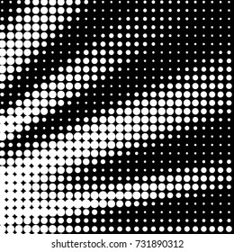 Abstract grunge grid polka dot halftone background pattern. Spotted black and white vector line illustration
