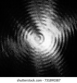 Abstract grunge grid polka dot halftone background pattern. Spotted black and white vector line illustration
