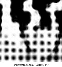 Abstract grunge grid polka dot halftone background pattern. Spotted black and white vector line illustration

