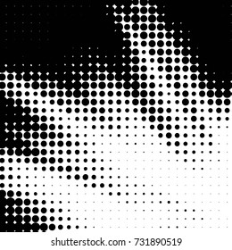Abstract grunge grid polka dot halftone background pattern. Spotted black and white vector line illustration
