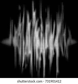 Abstract grunge grid polka dot halftone background pattern. Spotted black and white vector line illustration
