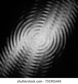 Abstract grunge grid polka dot halftone background pattern. Spotted black and white vector line illustration
