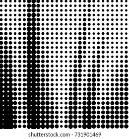 Abstract grunge grid polka dot halftone background pattern. Spotted black and white vector line illustration
