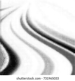 Abstract grunge grid polka dot halftone background pattern. Spotted black and white vector line illustration
