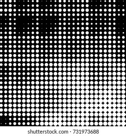 Abstract grunge grid polka dot halftone background pattern. Spotted black and white vector line illustration
