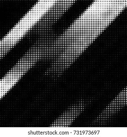 Abstract grunge grid polka dot halftone background pattern. Spotted black and white vector line illustration

