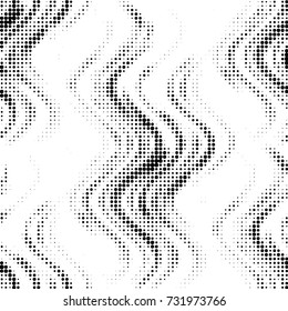 Abstract grunge grid polka dot halftone background pattern. Spotted black and white vector line illustration
