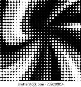 Abstract grunge grid polka dot halftone background pattern. Spotted black and white vector line illustration
