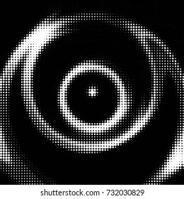 Abstract grunge grid polka dot halftone background pattern. Spotted black and white vector line illustration
