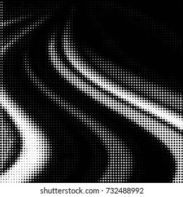 Abstract grunge grid polka dot halftone background pattern. Spotted black and white vector line illustration