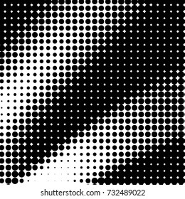 Abstract grunge grid polka dot halftone background pattern. Spotted black and white vector line illustration