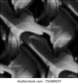 Abstract grunge grid polka dot halftone background pattern. Spotted black and white vector line illustration
