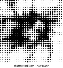 Abstract grunge grid polka dot halftone background pattern. Spotted black and white vector line illustration