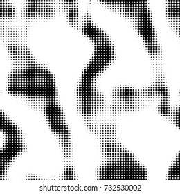 Abstract grunge grid polka dot halftone background pattern. Spotted black and white vector line illustration