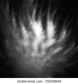 Abstract grunge grid polka dot halftone background pattern. Spotted black and white vector line illustration