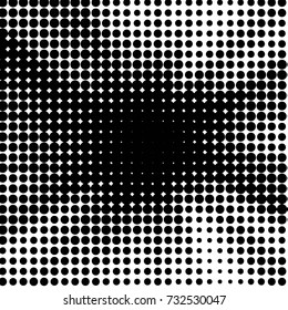 Abstract grunge grid polka dot halftone background pattern. Spotted black and white vector line illustration
