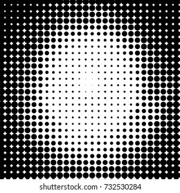 Abstract grunge grid polka dot halftone background pattern. Spotted black and white vector line illustration