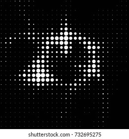 Abstract grunge grid polka dot halftone background pattern. Spotted black and white vector line illustration