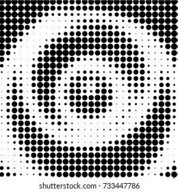 Abstract grunge grid polka dot halftone background pattern. Spotted black and white vector line illustration