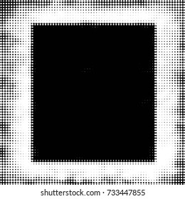 Abstract grunge grid polka dot halftone background pattern. Spotted black and white vector line illustration