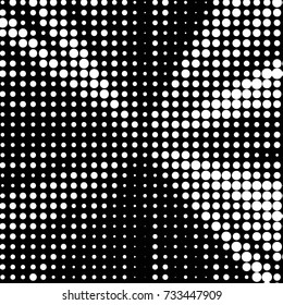 Abstract grunge grid polka dot halftone background pattern. Spotted black and white vector line illustration