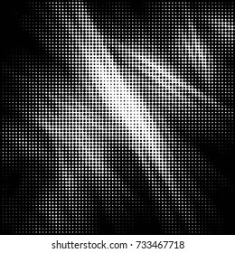 Abstract grunge grid polka dot halftone background pattern. Spotted black and white vector line illustration