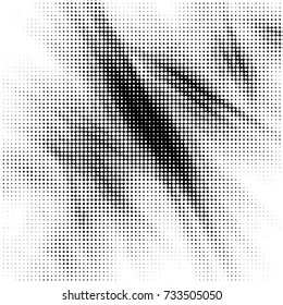 Abstract grunge grid polka dot halftone background pattern. Spotted black and white vector line illustration