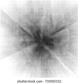 Abstract grunge grid polka dot halftone background pattern. Spotted black and white vector line illustration