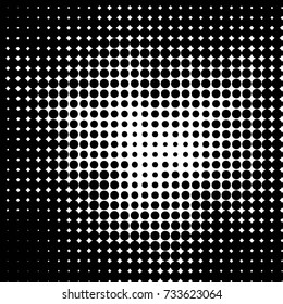 Abstract grunge grid polka dot halftone background pattern. Spotted black and white vector line illustration