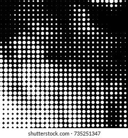 Abstract grunge grid polka dot halftone background pattern. Spotted black and white vector line illustration