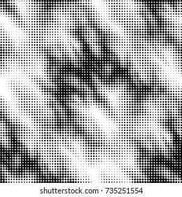 Abstract grunge grid polka dot halftone background pattern. Spotted black and white vector line illustration