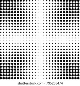 Abstract grunge grid polka dot halftone background pattern. Spotted black and white vector line illustration