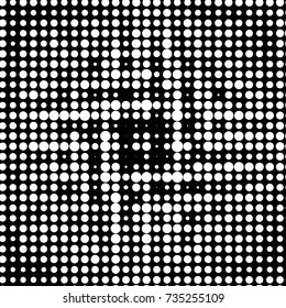 Abstract grunge grid polka dot halftone background pattern. Spotted black and white vector line illustration