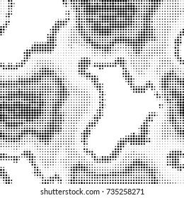 Abstract grunge grid polka dot halftone background pattern. Spotted black and white vector line illustration