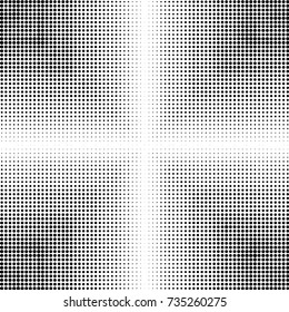 Abstract grunge grid polka dot halftone background pattern. Spotted black and white vector line illustration