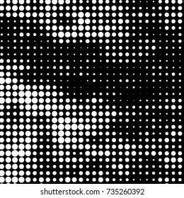 Abstract grunge grid polka dot halftone background pattern. Spotted black and white vector line illustration