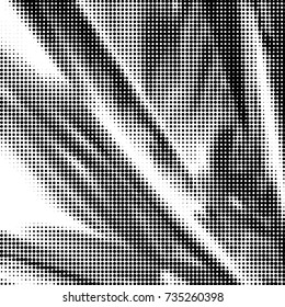 Abstract grunge grid polka dot halftone background pattern. Spotted black and white vector line illustration