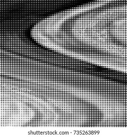 Abstract grunge grid polka dot halftone background pattern. Spotted black and white vector line illustration