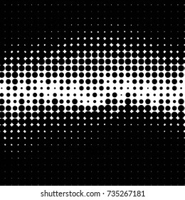 Abstract grunge grid polka dot halftone background pattern. Spotted black and white vector line illustration