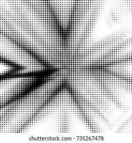 Abstract grunge grid polka dot halftone background pattern. Spotted black and white vector line illustration