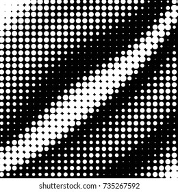 Abstract grunge grid polka dot halftone background pattern. Spotted black and white vector line illustration