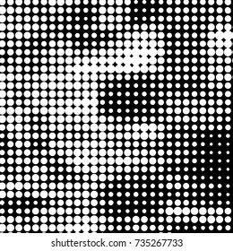 Abstract grunge grid polka dot halftone background pattern. Spotted black and white vector line illustration