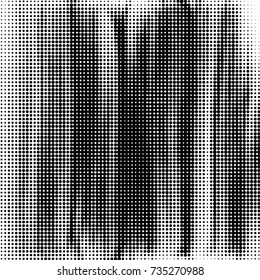 Abstract grunge grid polka dot halftone background pattern. Spotted black and white vector line illustration