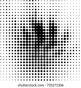 Abstract grunge grid polka dot halftone background pattern. Spotted black and white vector line illustration