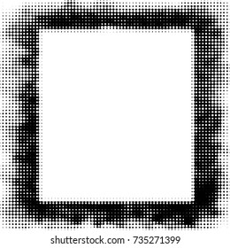 Abstract grunge grid polka dot halftone background pattern. Spotted black and white vector line illustration