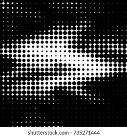 Abstract grunge grid polka dot halftone background pattern. Spotted black and white vector line illustration