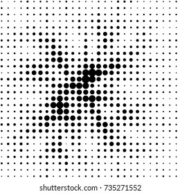 Abstract grunge grid polka dot halftone background pattern. Spotted black and white vector line illustration