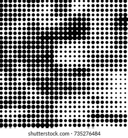 Abstract grunge grid polka dot halftone background pattern. Spotted black and white vector line illustration