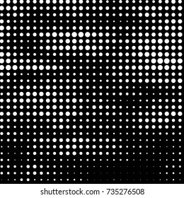 Abstract grunge grid polka dot halftone background pattern. Spotted black and white vector line illustration