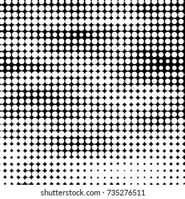 Abstract grunge grid polka dot halftone background pattern. Spotted black and white vector line illustration